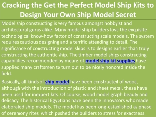 Cracking the Get the Perfect Model Ship Kits to Design Your Own Ship Model Secre