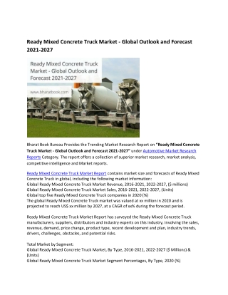 Ready Mixed Concrete Truck Market