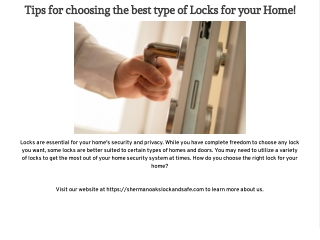 Tips for choosing the best type of Locks for your Home!