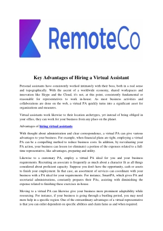 Key Advantages of Hiring a Virtual Assistant