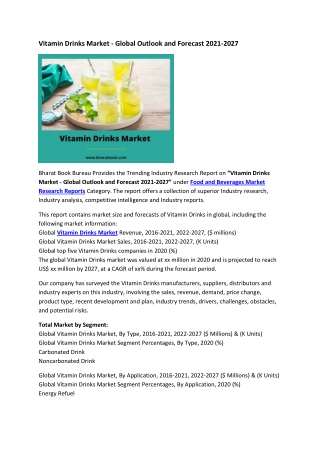 Vitamin Drinks Market - Global Outlook and Forecast 2021-2027