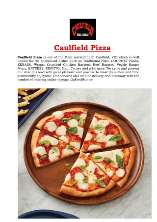 5% off - Caulfield Pizza Restaurant Delivery Menu, VIC