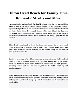 Hilton Head Beach for Family Time, Romantic Strolls and More