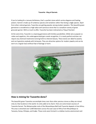 Tsavorite  King of Garnets