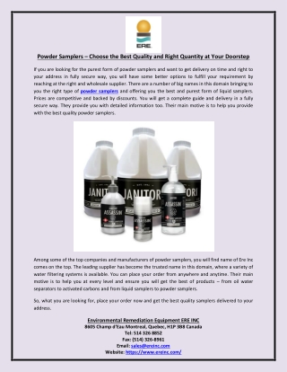 Powder Samplers Choose the Best Quality and Right Quantity at Your Doorstep