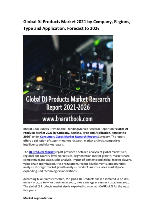 Global DJ Products Market Research Report 2021-2026