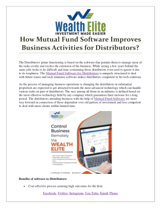 How Mutual Fund Software Improves Business Activities for Distributors