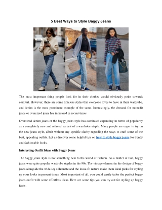 5 Best Ways to Style Baggy Jeans