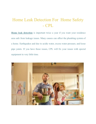 Home Leak Detection for Home Safety - CPL
