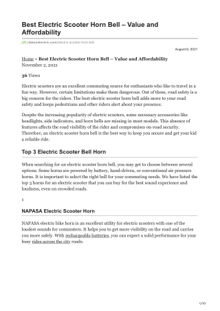 rideonelectric.com-Best Electric Scooter Horn Bell  Value and Affordability