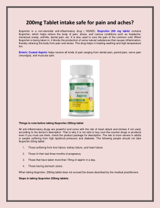 200mg Tablet intake safe for pain and aches