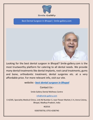 Best Dental Surgeon In Bhopal | Smile-gallery.com