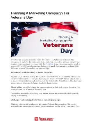Planning A Marketing Campaign For Veterans Day
