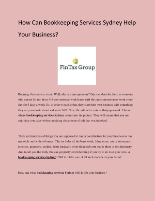 How Can Bookkeeping Services Sydney Help Your Business