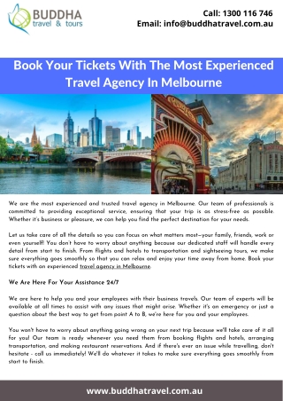 Book Your Tickets With The Most Experienced Travel Agency In Melbourne