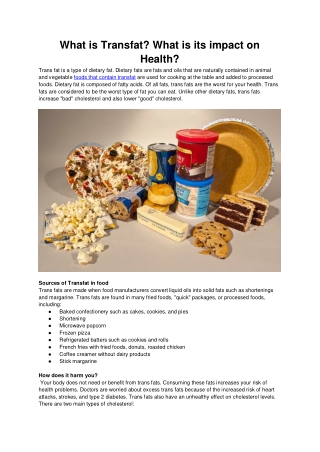 What is Transfat- What is its impact on Health-
