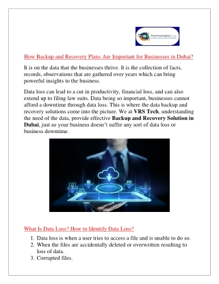 How Backup and Recovery Plans are Important for Businesses in Dubai?