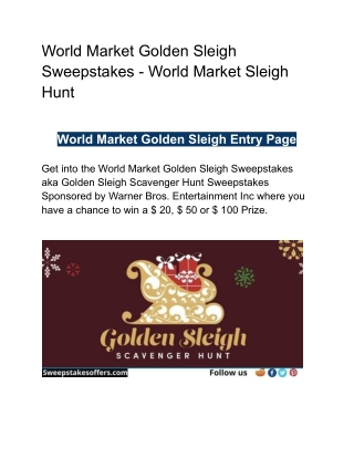 World Market Golden Sleigh Hunt