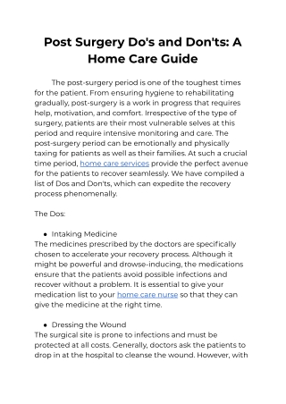 Post Surgery Do's and Don'ts_ A Home Care Guide