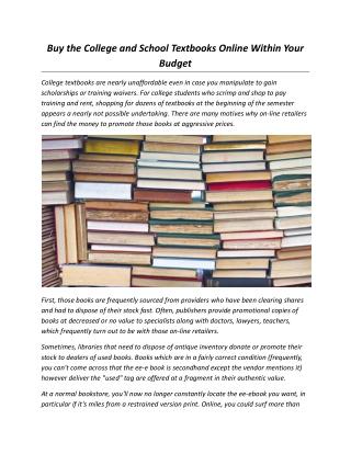 Buy the College and School Textbooks Online Within Your Budget.docx
