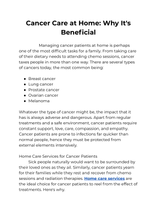 Cancer Care at Home_ Why It's Beneficial