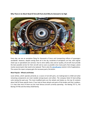 Why There Is So Much Need Of Aircraft Parts And Why Its Demand Is So High-converted