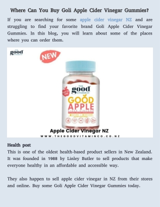 buy goli apple cider vinegar gummies NZ