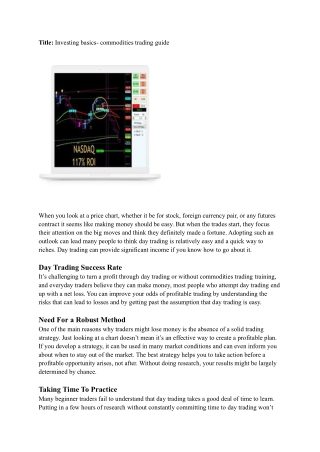 Investing basics- commodities trading guide