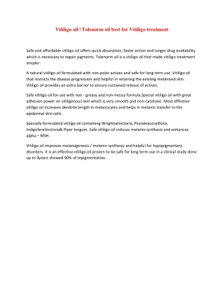 Vitiligo oil | Tolenorm oil best for Vitiligo treatment