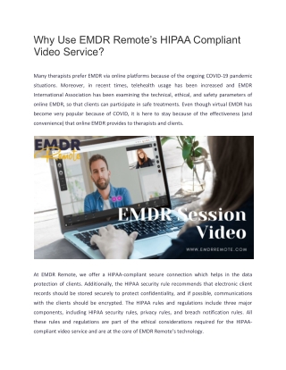EMDR video therapy