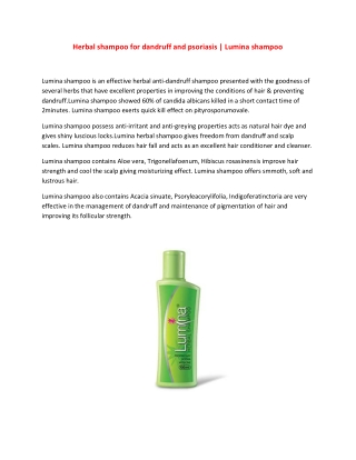 Herbal shampoo for dandruff and psoriasis | Lumina shampoo