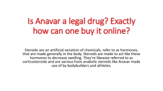 Is Anavar a legal drug