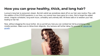 How you can grow healthy, thick, and long hair