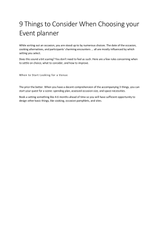 9 Things to Consider When Choosing your Event planner