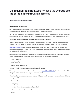 Explain all about sildenafil citrate