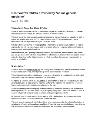 Best Valtrex tablets provided by “online generic medicine”