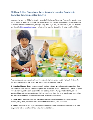 Children & Kids Educational Toys - Academic Learning Products & Cognitive Development for Children
