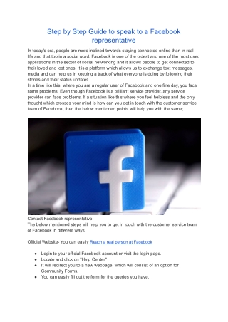 Reach a real person at Facebook