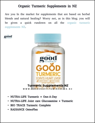 organic ginger and turmeric supplements NZ