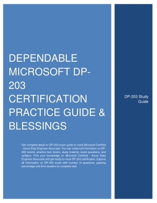 Dependable Microsoft DP-203 Certification Practice Guide & Blessings