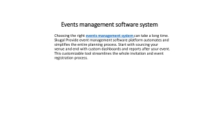 Events management software system