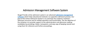 Admission Management Software System