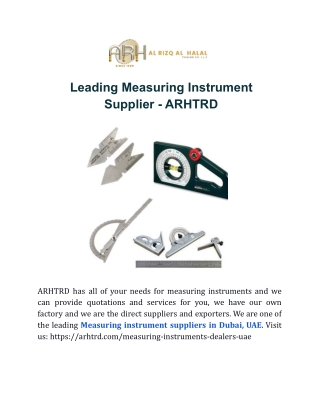 Leading Measuring Instrument Supplier - ARHTRD