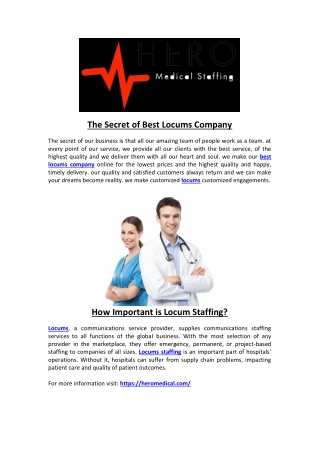 The Secret of Best Locums Company