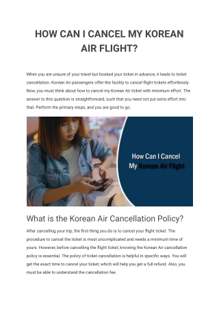 HOW CAN I CANCEL MY KOREAN AIR FLIGHT?