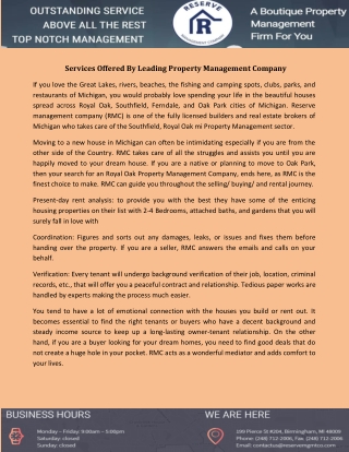 Services Offered By Leading Property Management Company