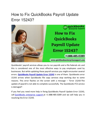 How to Fix QuickBooks Payroll Update Error 15243
