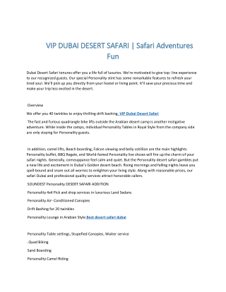 VIP DUBAI DESERT SAFARI