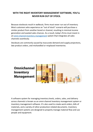 With The Right Inventory Management Software, YOU'LL NEVER RUN OUT OF STOCK