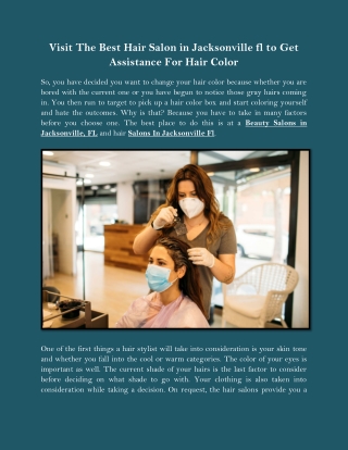 Visit The Best Hair Salon in Jacksonville fl to Get Assistance For Hair Color